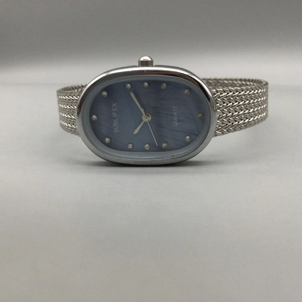 Sunlifex Womens Watch 23mm MOP Dial Silver Tone Mesh Stainless New Battery